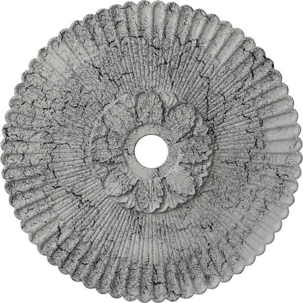 Ekena Millwork Melonie Ceiling Medallion (Canopies up to 6 1/4"), 36 1/4"OD x 1 7/8"P, Ultra Pure White Crackle CM36MEUWC - main